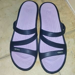Crocs Patricia slip on slide wedge strappy sandals NEW